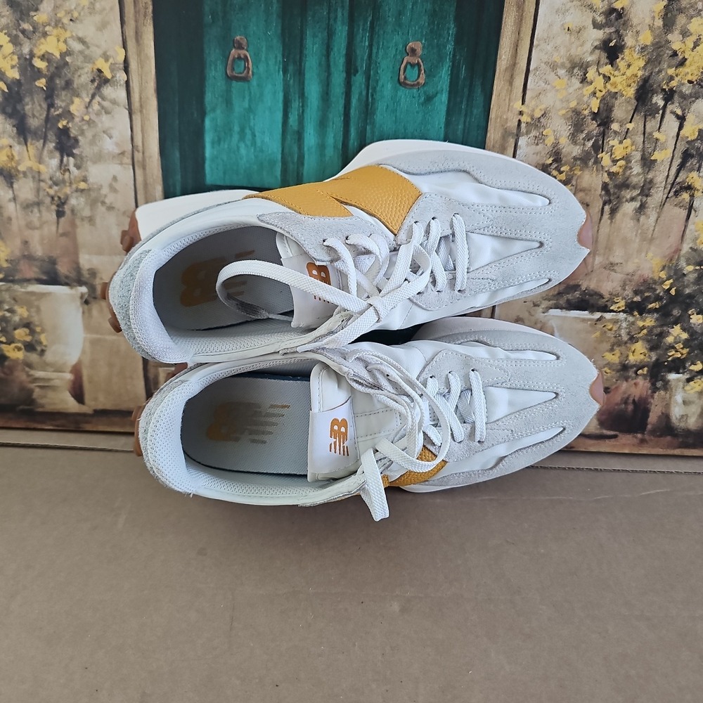 Women's Size 9 B New Balance 327 WS327BY Sea Salt Golden Hour Gum Running Shoes - Picture 7 of 9